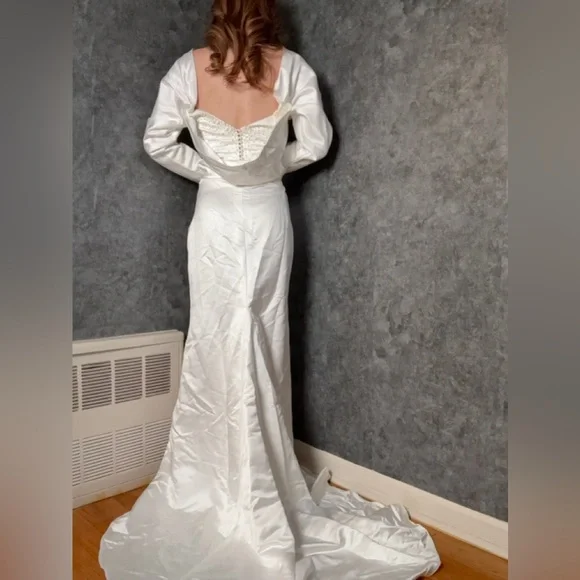 NWT - Missacc Satin Wedding Dress / Pearl Bodice Bridal Gown